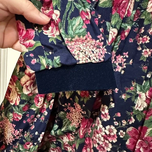 Vtg Bonnie Jean Girls Floral Prairie Dress Puff Sleeve Velvet Cottagecore Sz 14